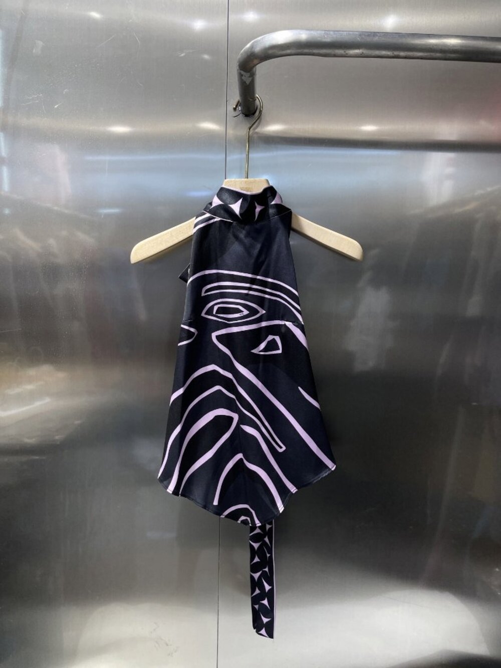 Emilio Pucci Printed Halter-Neck Strapless Top in Black and Purple